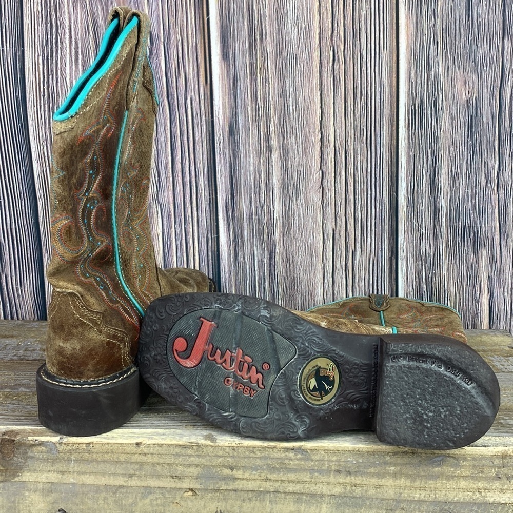 Woman’s Justin Gypsy Brown & Blue Cowgirl Boots- Size 6.5 - Picture 11 of 12